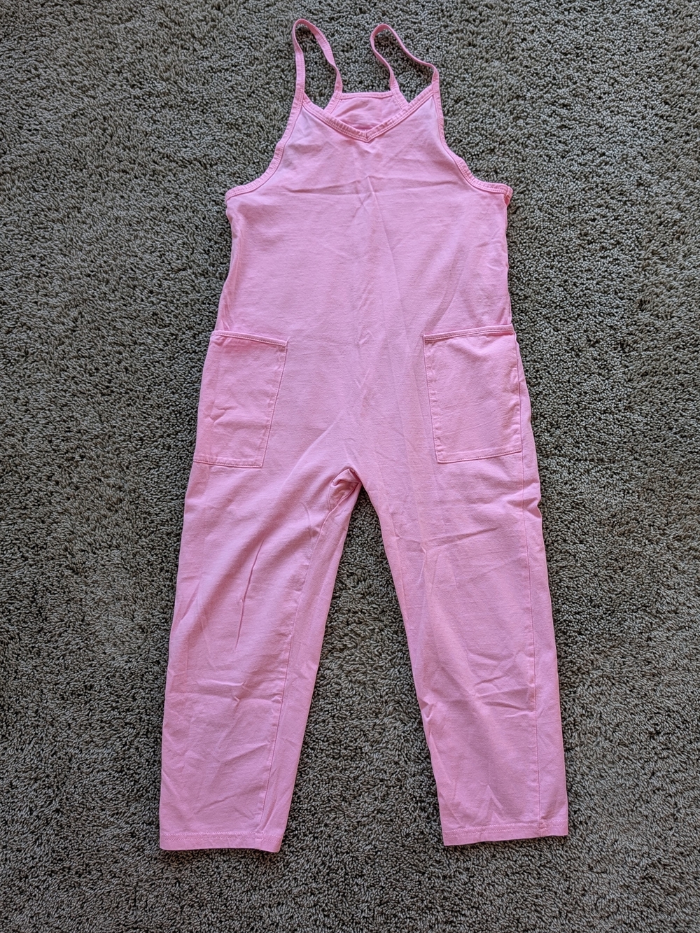 Kids Pink Cotton Romper Jumpsuit Size: 7/8